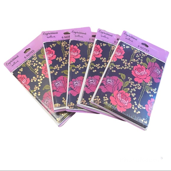 NWT 5 sets 6 Hallmark Floral Notecards with White Envelopes